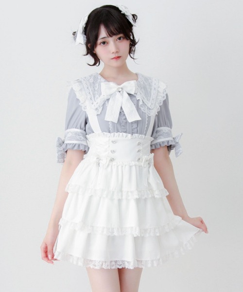 DearMyLove スカート 夏 フリルたっぷりレースアップリボンスカート
