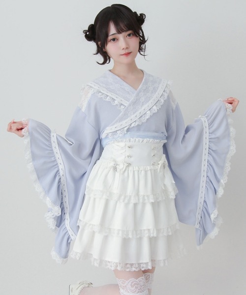 DearMyLove スカート 夏 フリルたっぷりレースアップリボンスカート