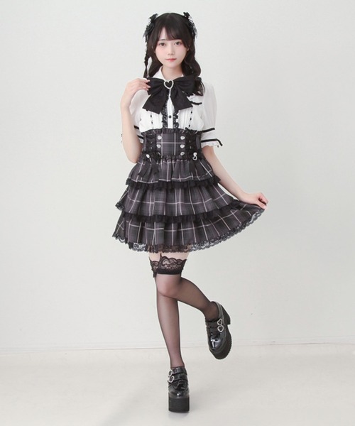 DearMyLove スカート 夏 フリルたっぷりレースアップリボンスカート