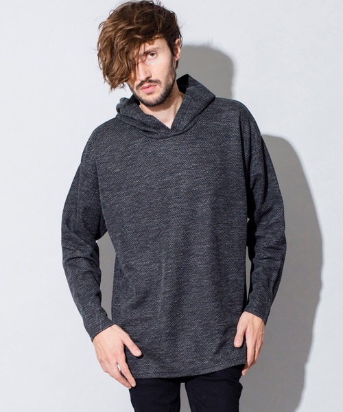 ノーアイディー（NO ID．）/ヘリンボーンジャージーBIGパーカ NO ID.（ノーアイディー） パーカー 「NO ID.」Herringbone Jersey Big