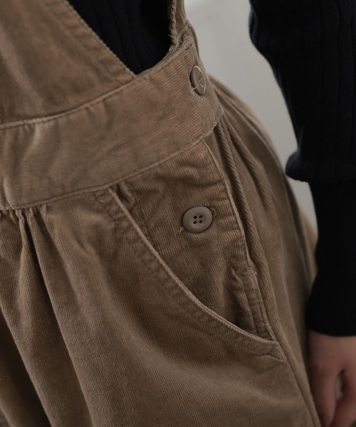 ElegChic スカート ストレッチコーデュロイジャンパー スカート