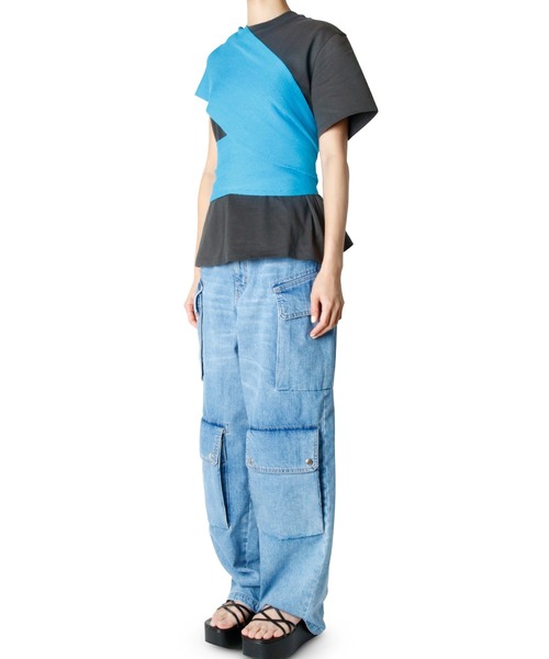 LE CIEL BLEU（ルシェルブルー） tシャツ ラップディティールTシャツ
