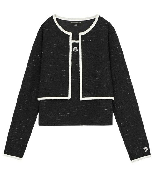 カーディガン A'GEM/9 × .kom「muah muah/ムーアムーア」SIGNATURE LOGO POINT TWEED SET/ツイード カーディガン A'GEM/9 × .kom「muah muah/ムーアムーア