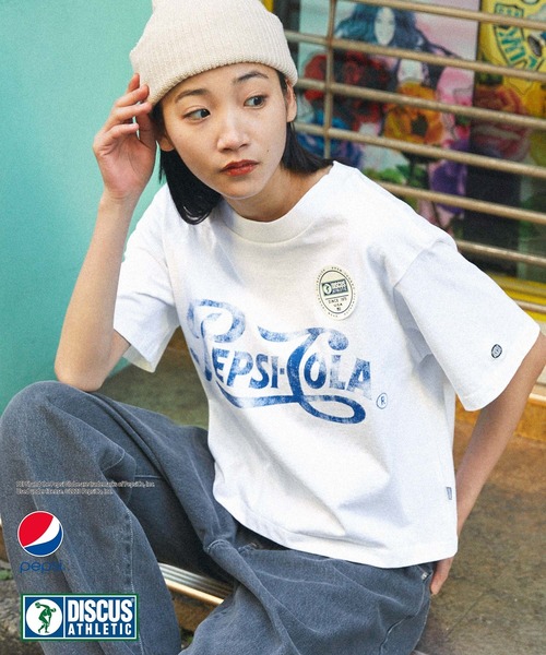 PW CIRCULUS PEPSI WORLD 半袖Tシャツ ホワイト Sサイズ PEPSI（ペプシ） tシャツ 半袖 「DISCUS ATHLETIC×PEPSI」コラボ