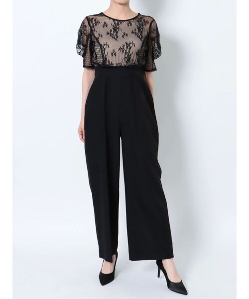 LAGUNAMOON LADYパネルレースドッキングコンビネゾン　パンツドレス LAGUNAMOON パンツドレス LADYパネルレースドッキング