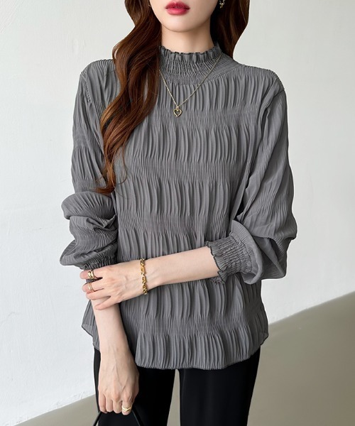 COCOMOMO ブラウス シャツ 「新色登場」 裏起毛 シャーリングブラウス COCOMOMO ブラウス シャツ 「新色登場」 裏起毛 シャーリングブラウス