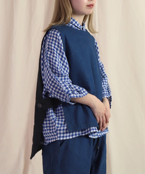 Brocante ベスト ジレ 「Brocante / ブロカント」 綿麻デニム