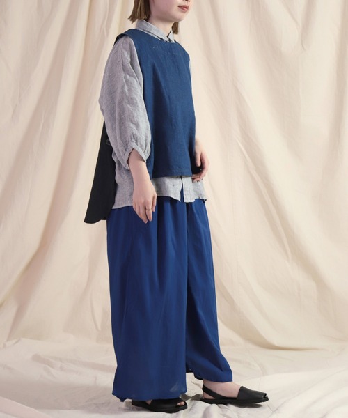 ベスト ジレ 「Brocante / ブロカント」  綿麻デニム コテブトンジレ レディース Brocante ベスト ジレ 「Brocante / ブロカント」 綿麻デニム