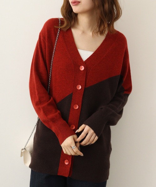 カーディガン EGLANTINE カシミヤバイカラーカーディガン レディース EGLANTINE カーディガン カシミヤバイカラーカーディガン