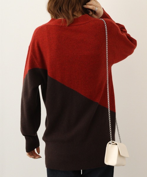 カーディガン EGLANTINE カシミヤバイカラーカーディガン レディース EGLANTINE カーディガン カシミヤバイカラーカーディガン