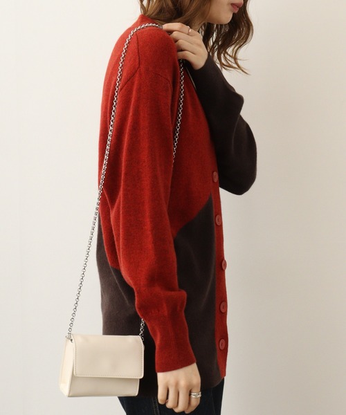 カーディガン EGLANTINE カシミヤバイカラーカーディガン レディース EGLANTINE カーディガン カシミヤバイカラーカーディガン