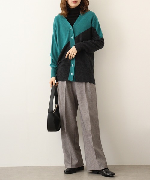 EGLANTINE カーディガン カシミヤバイカラーカーディガン