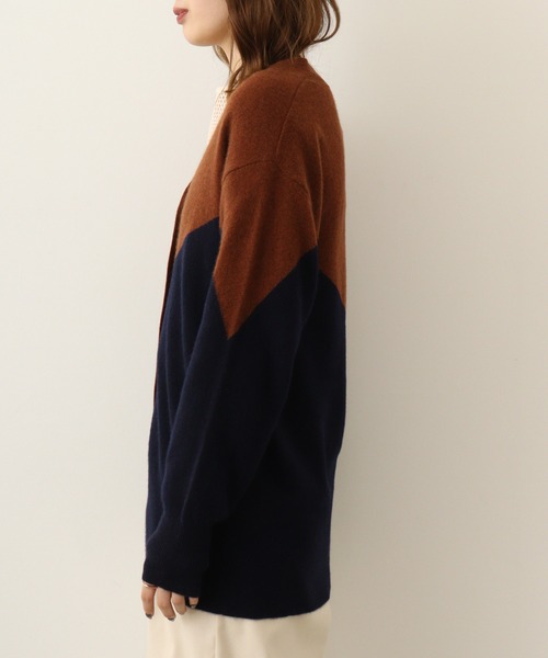 カーディガン EGLANTINE カシミヤバイカラーカーディガン レディース EGLANTINE カーディガン カシミヤバイカラーカーディガン