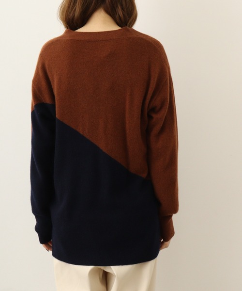 カーディガン EGLANTINE カシミヤバイカラーカーディガン レディース EGLANTINE カーディガン カシミヤバイカラーカーディガン