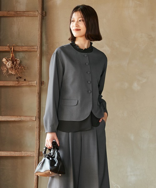 Neina セットアップ 「入学式・卒業式・フォーマル」フリル衿ブラウス