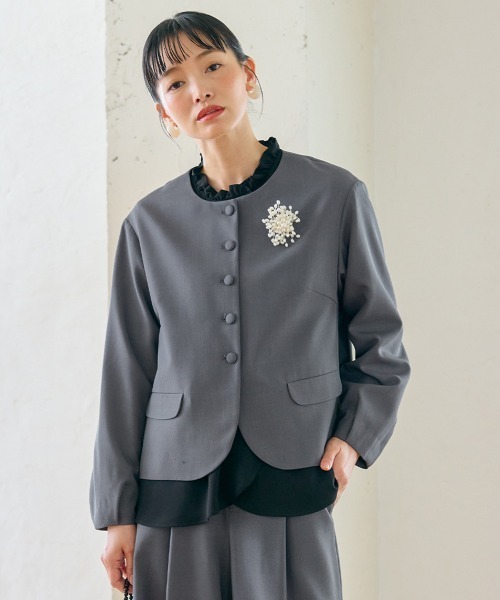 Neina セットアップ 「入学式・卒業式・フォーマル」フリル衿ブラウス