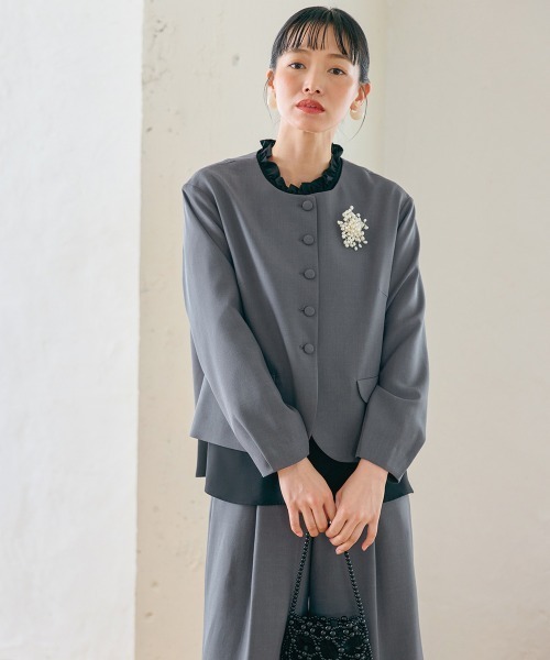 Neina セットアップ 「入学式・卒業式・フォーマル」フリル衿ブラウス