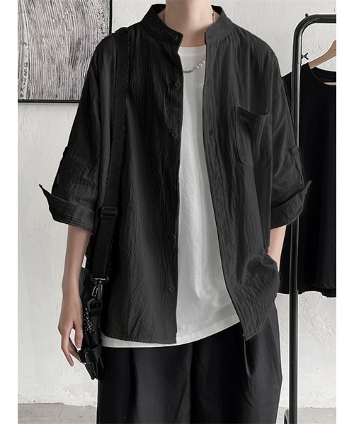 【ロール】シャツ TopIsm シャツ 7分袖ロールアップシャツ メンズ レディース