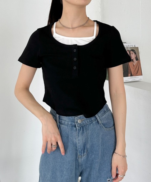   Jeans /クロップド リブT シャツ 半袖 黒 M 楽天市場】クロップド丈 tシャツ（メンズファッション）の通販