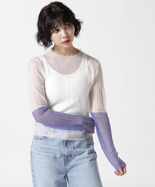 tシャツ AULA AILA（アウラ アイラ）別注シアーカラースリーブニット レディース
