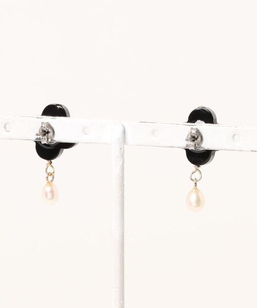 CERCA ピアス september/clover オニキス＋drop pearl レディース