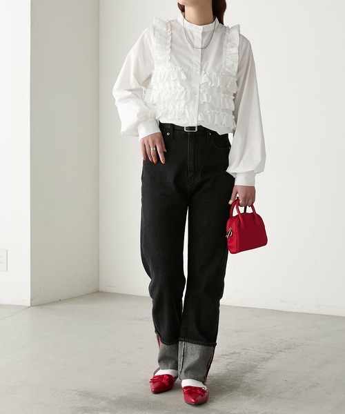 tシャツ Volume sleeve docking blouse　ボリュームスリーブドッキングブラウス レディース HeRIN.CYE | Volume sleeve docking blouse (シャツ・ブラウス
