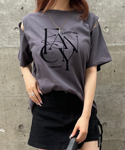 Roger&Raw tシャツ 背中カットロゴTシャツ レディース