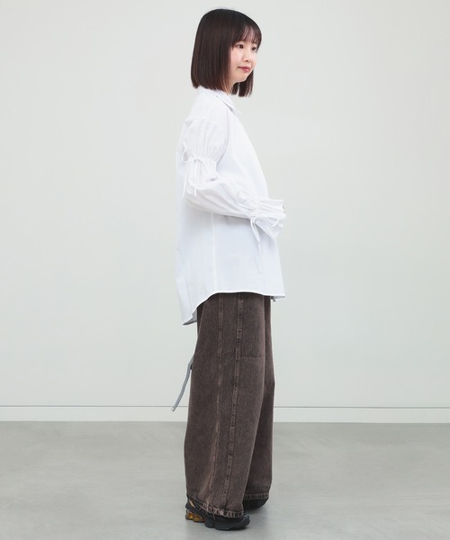 【新品未使用タグ付き】Ray beams アームリボン レギュラーカラー シャツ Ray BEAMS ブラウス シャツ アーム リボン レギュラーカラー