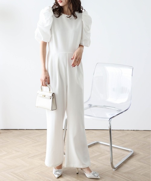 【サイズ０】ギャザーオールインワン styling/｜【セットアップ対応】ウエストギャザーオールインワン