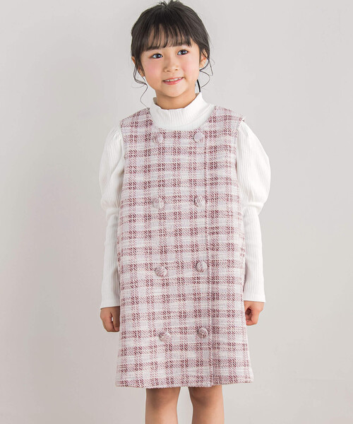 BeBe Petits Pois Vert セットアップ 「店舗限定」格子柄ツイード  