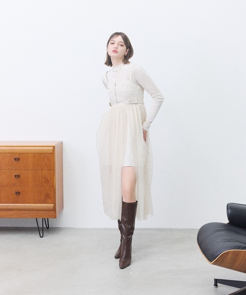 ▼エイミーイストワール デコラティブチュールドッキングワンピース ドレス eimy istoire ワンピース デコラティブチュールドッキング