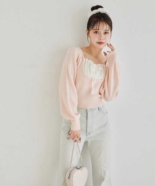 one after another NICE CLAUP ニット セーター レイヤードドッキング