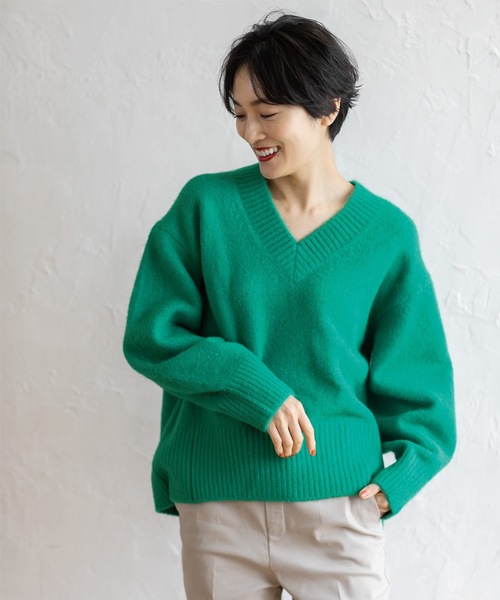 OPAQUE.CLIP ニット セーター 「7color」ふわふわVネックニット
