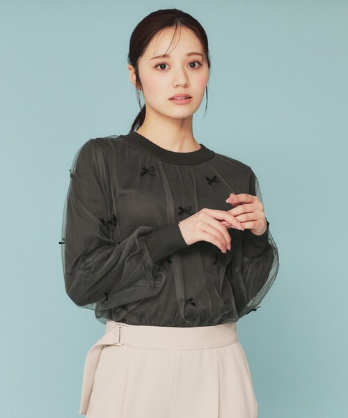 index（インデックス） tシャツ チュールレイヤードリボントップス