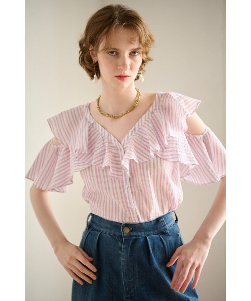 ブラウス シャツ Cold Shoulder Blouse コールドショルダー半袖ブラウス レディース