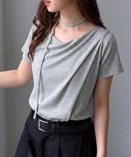 solleim（ソルレム） tシャツ 半袖 2WAYドレープリブTシャツ