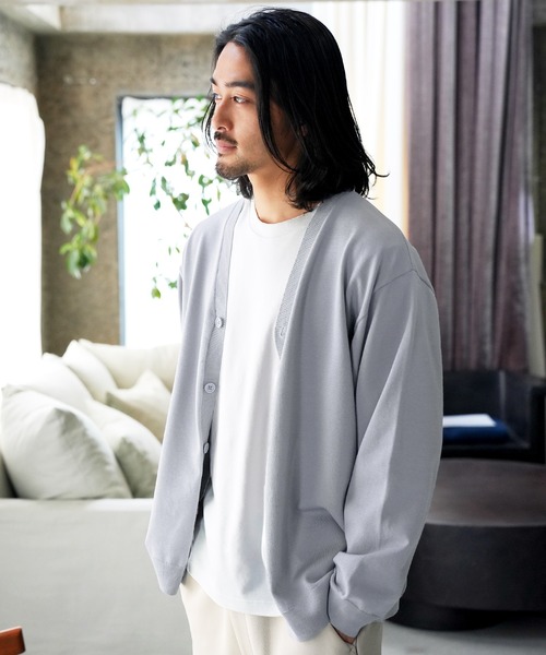 モニタリー シャギーニットカーディガン Vネック 長袖 チェック柄 M