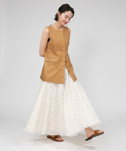 BABYLONE ベスト ジレ リネンレーヨンストレッチジレ レディース