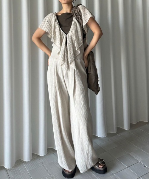サロペット オーバーオール MEDI RUFFLE KNIT ROMPERS レディース