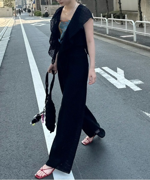 Ameri（アメリ） サロペット オーバーオール MEDI RUFFLE KNIT ROMPERS