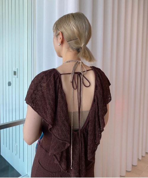 Ameri（アメリ） サロペット オーバーオール MEDI RUFFLE KNIT ROMPERS