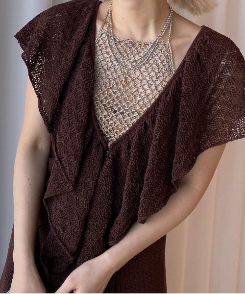 Ameri（アメリ） サロペット オーバーオール MEDI RUFFLE KNIT ROMPERS