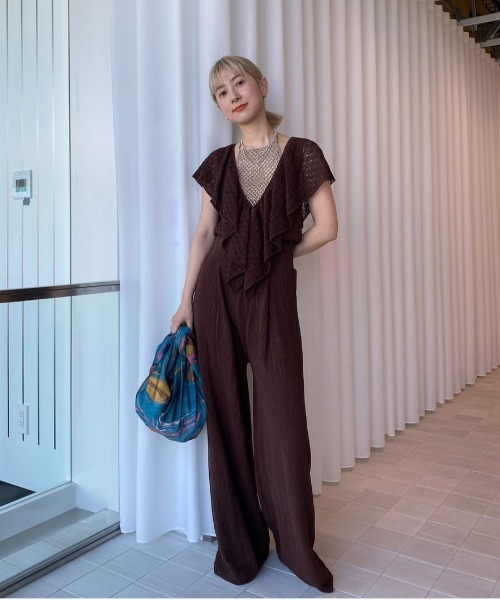 Ameri（アメリ） サロペット オーバーオール MEDI RUFFLE KNIT ROMPERS