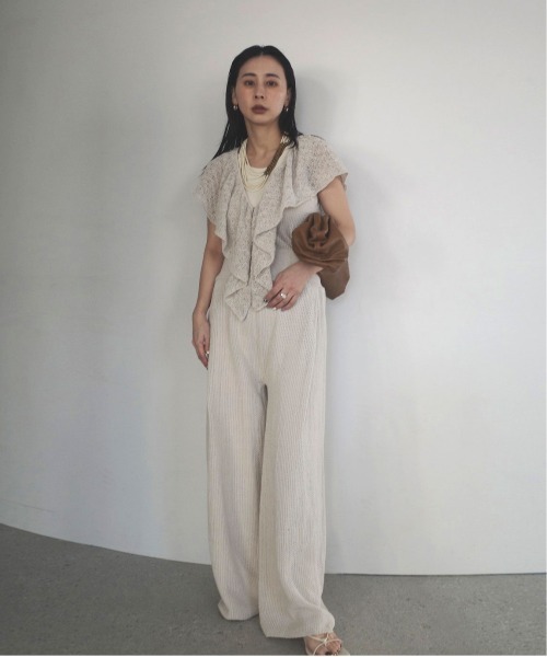 サロペット・オーバーオール・オールインワン Ameri vintage VELOUR ELEGANT ROMPERS Ameri（アメリ） サロペット オーバーオール MEDI RUFFLE KNIT ROMPERS
