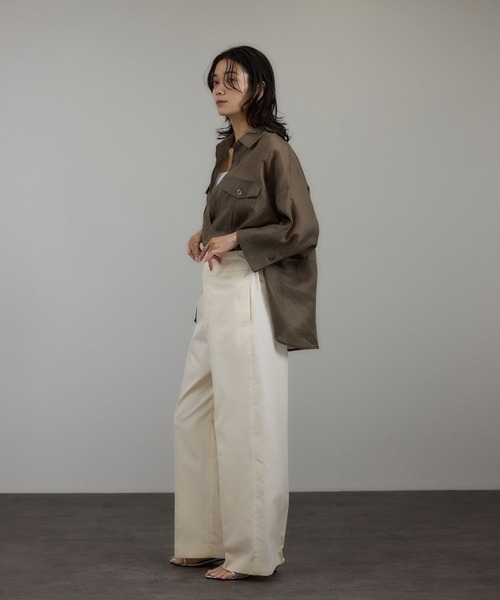 SALON adam et rope' ブラウス シャツ シアーリネンスキッパー