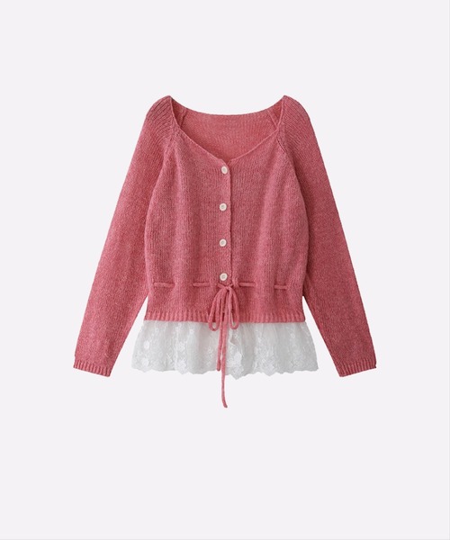 カーディガン Flare Lace Stitching Cardigan レディース