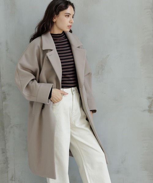 「LAKOLE」 ステンカラーコート MEDIUM ダークブラウン レディース_画像3