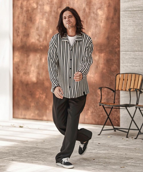 CAMBIO（カンビオ） シャツ ms6099-Two Tone Stripe Sheer Shirts