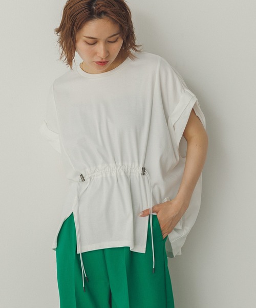 hunch tシャツ コンパクトスムース ギャザーデザイントップス