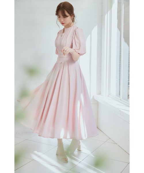 美品☆herLipto ワンピース Sサイズ Her lip to 「Her to」 7分袖ワンピース S ピンク レディース